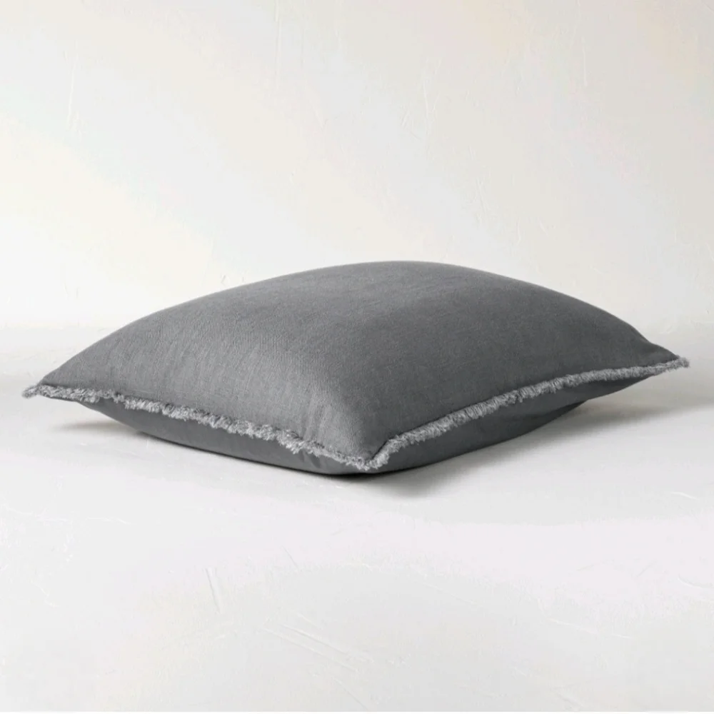 Casaluna Full/Queen Heavyweight Linen Blend Duvet Cover & Sham Set Dark Gray